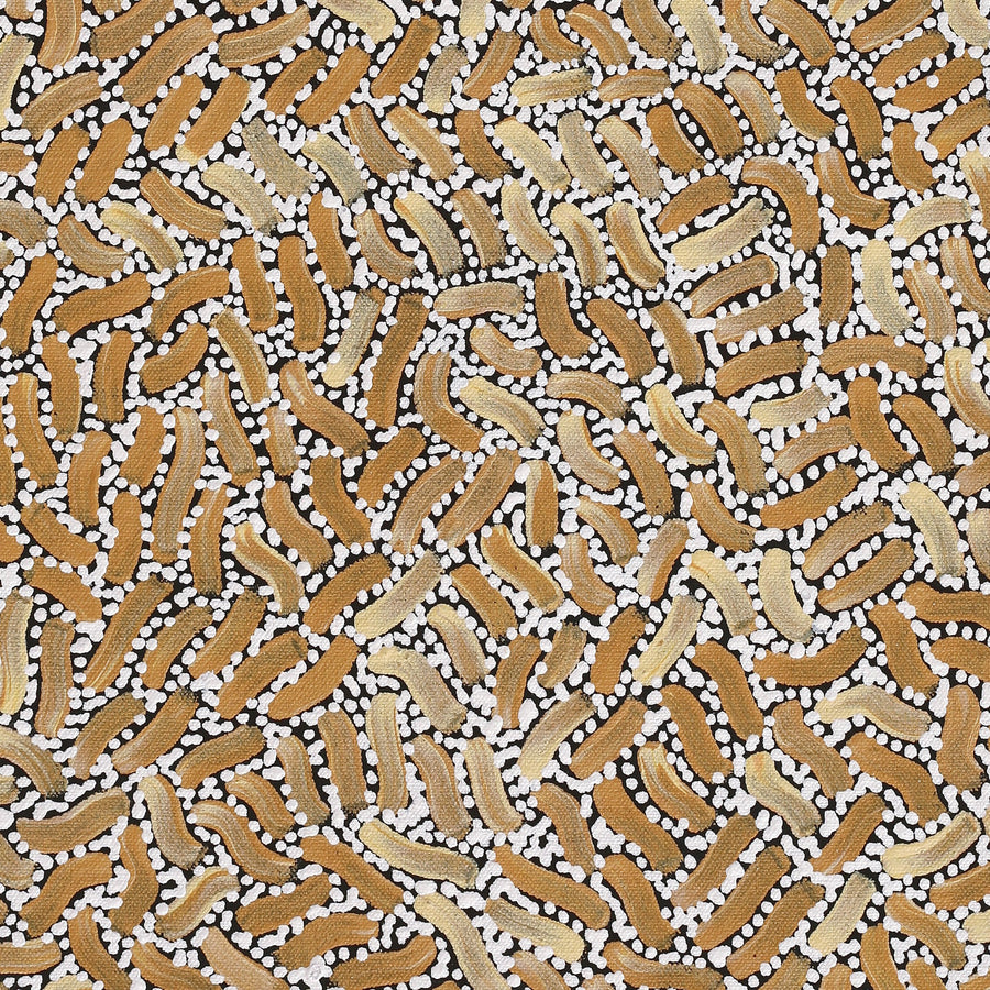 Aboriginal Artwork by Nathania Nangala Granites, Warlukurlangu Jukurrpa (Fire country Dreaming), 61x30cm