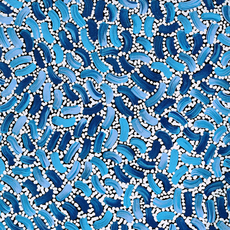 Aboriginal Artwork by Nathania Nangala Granites, Warlukurlangu Jukurrpa (Fire country Dreaming), 61x30cm