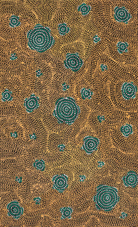 Aboriginal Artwork by Nathania Nangala Granites, Warlukurlangu Jukurrpa (Fire country Dreaming), 76x46cm