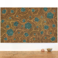 Aboriginal Artwork by Nathania Nangala Granites, Warlukurlangu Jukurrpa (Fire country Dreaming), 76x46cm