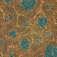 Aboriginal Artwork by Nathania Nangala Granites, Warlukurlangu Jukurrpa (Fire country Dreaming), 76x46cm