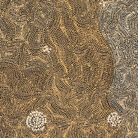 Aboriginal Artwork by Nathania Nangala Granites, Warlukurlangu Jukurrpa (Fire country Dreaming), 91x61cm