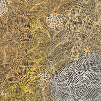 Aboriginal Artwork by Nathania Nangala Granites, Warlukurlangu Jukurrpa (Fire country Dreaming), 91x61cm