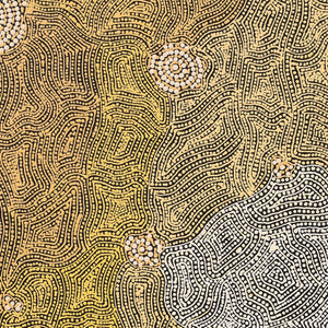 Aboriginal Artwork by Nathania Nangala Granites, Warlukurlangu Jukurrpa (Fire country Dreaming), 91x61cm - ART ARK®