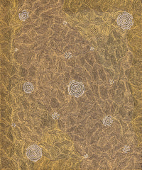 Aboriginal Artwork by Nathania Nangala Granites, Warlukurlangu Jukurrpa (Fire country Dreaming), 91x76cm