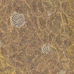 Aboriginal Art by Nathania Nangala Granites, Warlukurlangu Jukurrpa (Fire country Dreaming), 91x76cm - ART ARK®