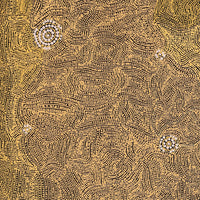 Aboriginal Artwork by Nathania Nangala Granites, Warlukurlangu Jukurrpa (Fire country Dreaming), 91x76cm