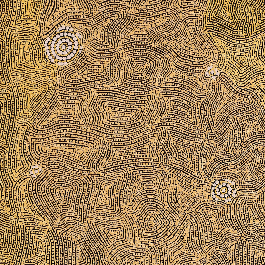 Aboriginal Artwork by Nathania Nangala Granites, Warlukurlangu Jukurrpa (Fire country Dreaming), 91x76cm