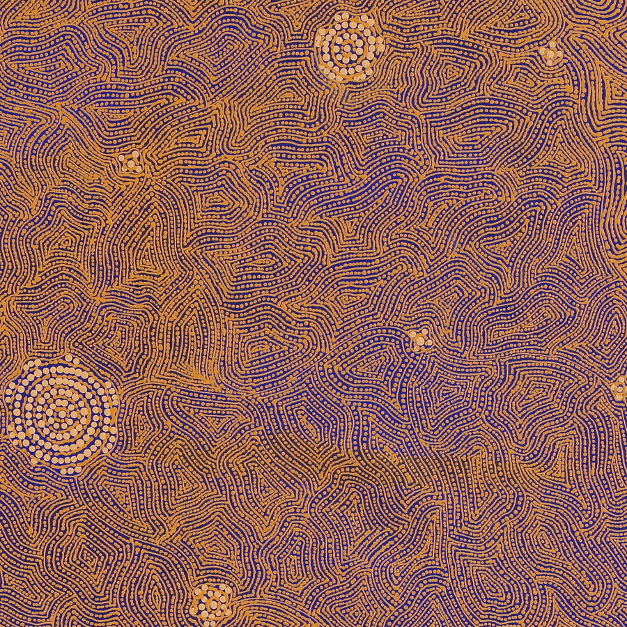 Aboriginal Artwork by Nathania Nangala Granites, Warlukurlangu Jukurrpa (Fire country Dreaming), 91x91cm