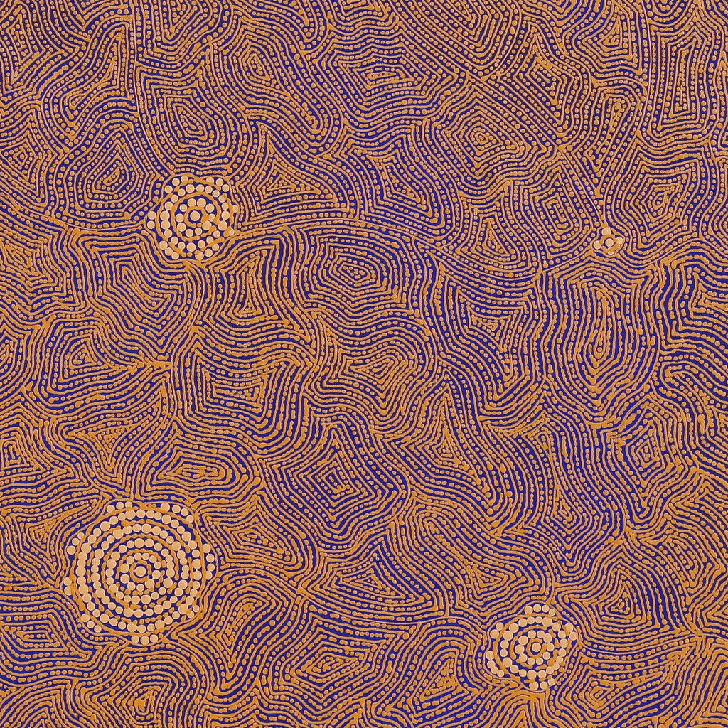 Aboriginal Artwork by Nathania Nangala Granites, Warlukurlangu Jukurrpa (Fire country Dreaming), 91x91cm