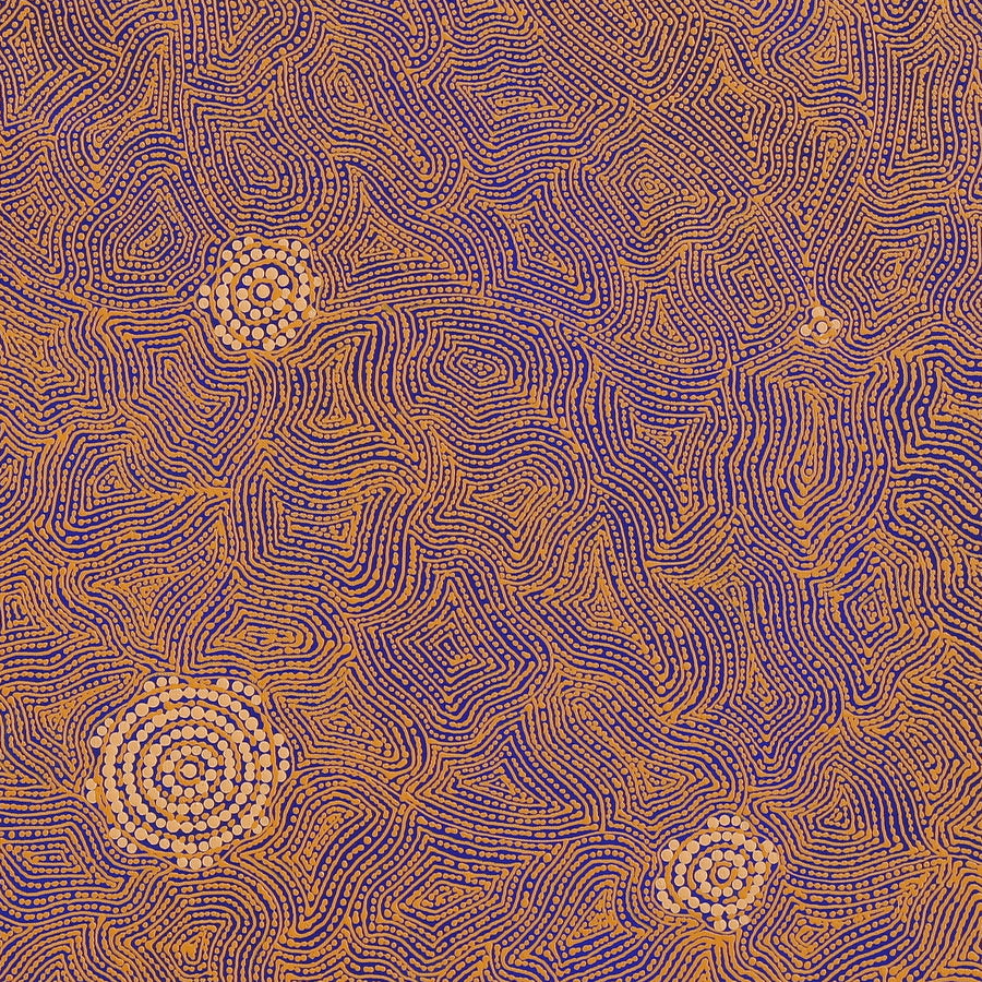 Aboriginal Artwork by Nathania Nangala Granites, Warlukurlangu Jukurrpa (Fire country Dreaming), 91x91cm
