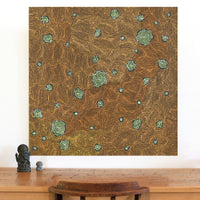 Aboriginal Artwork by Nathania Nangala Granites, Warlukurlangu Jukurrpa (Fire country Dreaming), 91x91cm