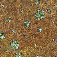 Aboriginal Artwork by Nathania Nangala Granites, Warlukurlangu Jukurrpa (Fire country Dreaming), 91x91cm