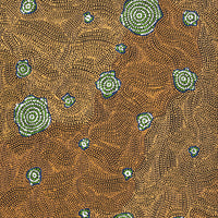 Aboriginal Artwork by Nathania Nangala Granites, Warlukurlangu Jukurrpa (Fire country Dreaming), 91x91cm