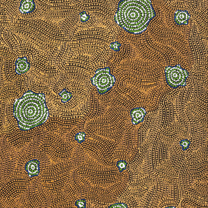 Aboriginal Artwork by Nathania Nangala Granites, Warlukurlangu Jukurrpa (Fire country Dreaming), 91x91cm - ART ARK®