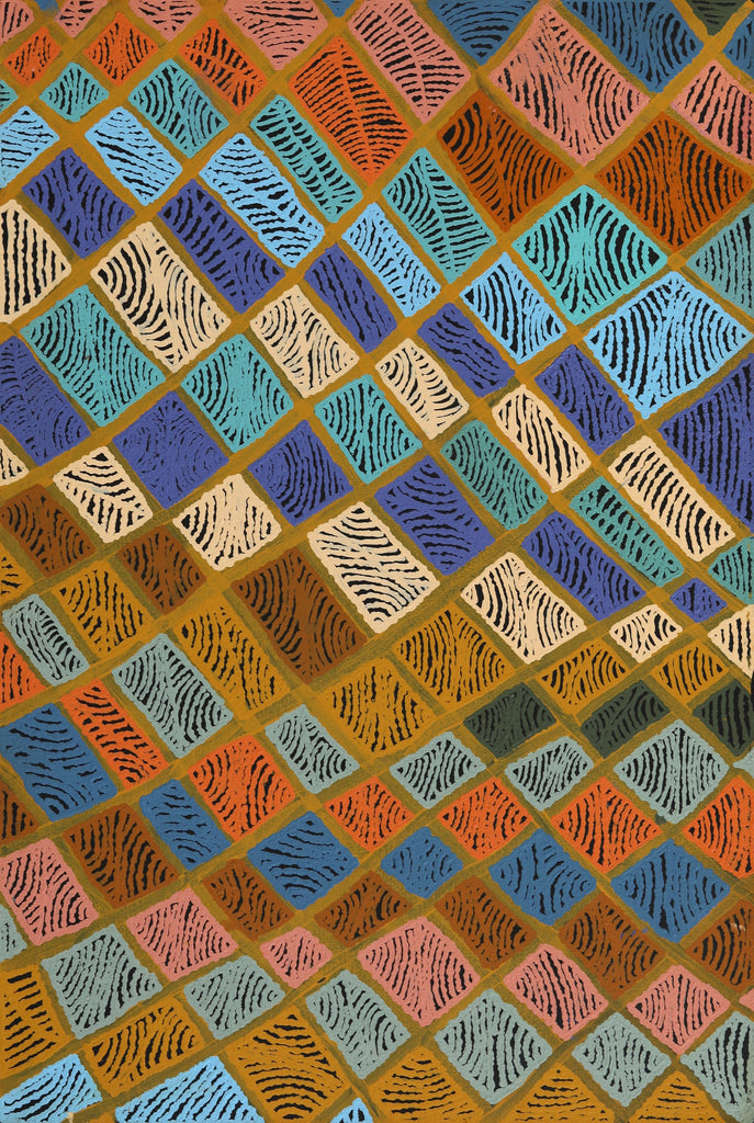 Aboriginal Artwork by Nellie Roberts Tjawina, Irrunytju minyma, 91x61cm