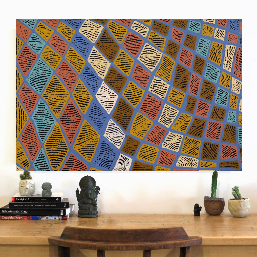 Aboriginal Artwork by Nellie Roberts Tjawina, Irrunytju minyma, 91x61cm