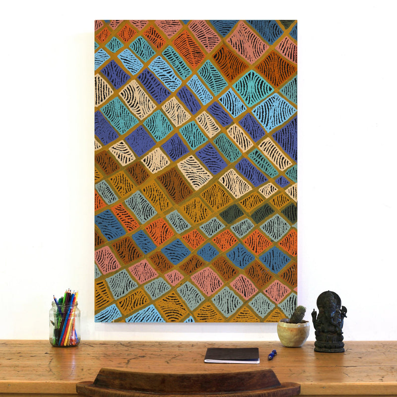 Aboriginal Artwork by Nellie Roberts Tjawina, Irrunytju minyma, 91x61cm