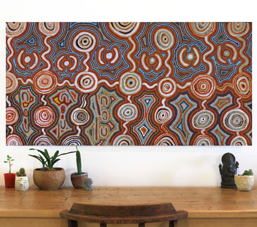 Aboriginal Artwork by Nellie Roberts Tjawina, Minyma Kutjara, 122x61cm