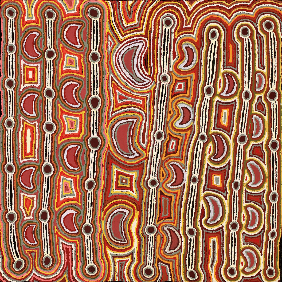 Aboriginal Art by Nellie Roberts Tjawina, Minyma Kutjara, 91x91cm - ART ARK®