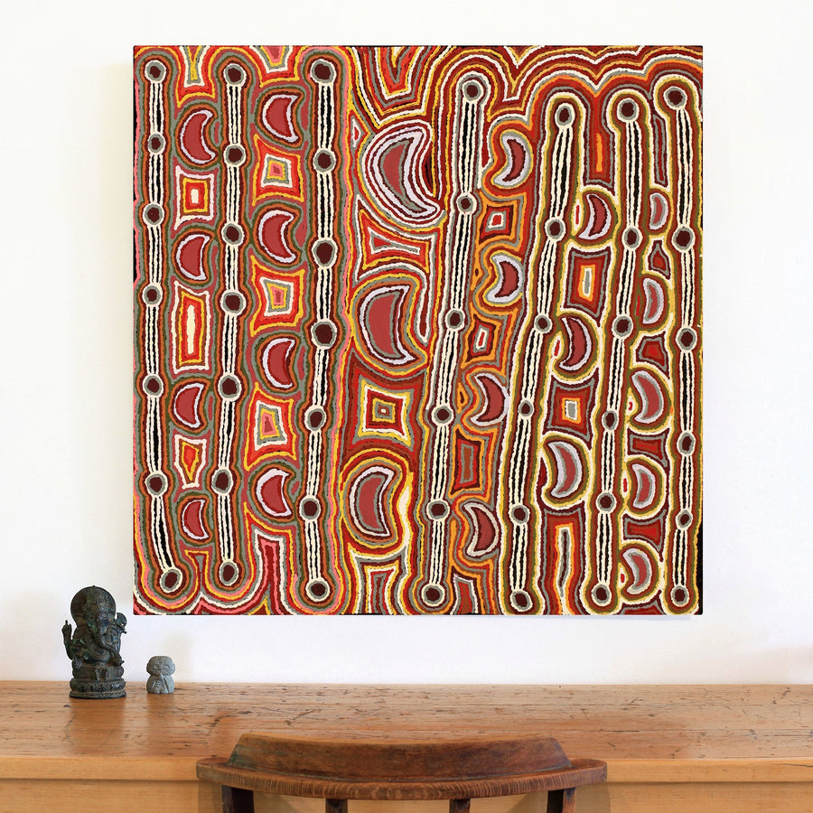 Aboriginal Artwork by Nellie Roberts Tjawina, Minyma Kutjara, 91x91cm