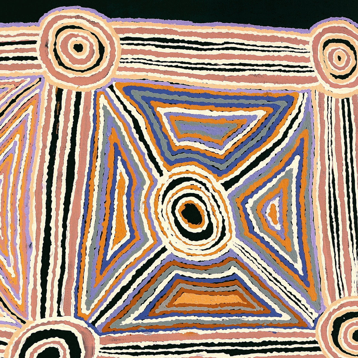 Aboriginal Art by Nellie Roberts Tjawina, Minyma Kutjara, 91x91cm - ART ARK®