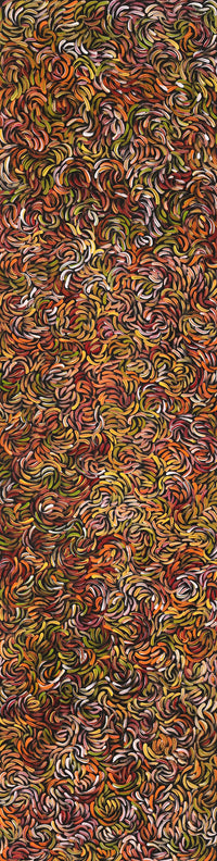 Aboriginal Artwork by Nola Napangardi Fisher, Purrpalanji (Skinny Bush Banana) Jukurrpa, 183x46cm