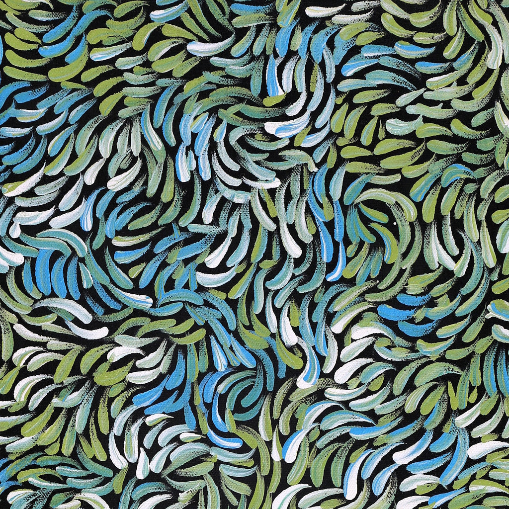 Aboriginal Artwork by Nola Napangardi Fisher, Purrpalanji (Skinny Bush Banana) Jukurrpa, 61x30cm