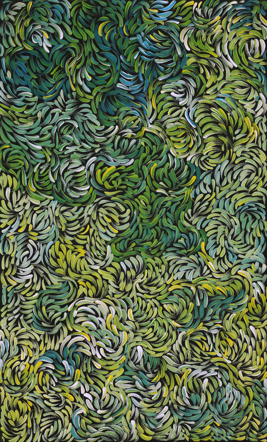 Aboriginal Artwork by Nola Napangardi Fisher, Purrpalanji (Skinny Bush Banana) Jukurrpa, 76x46cm