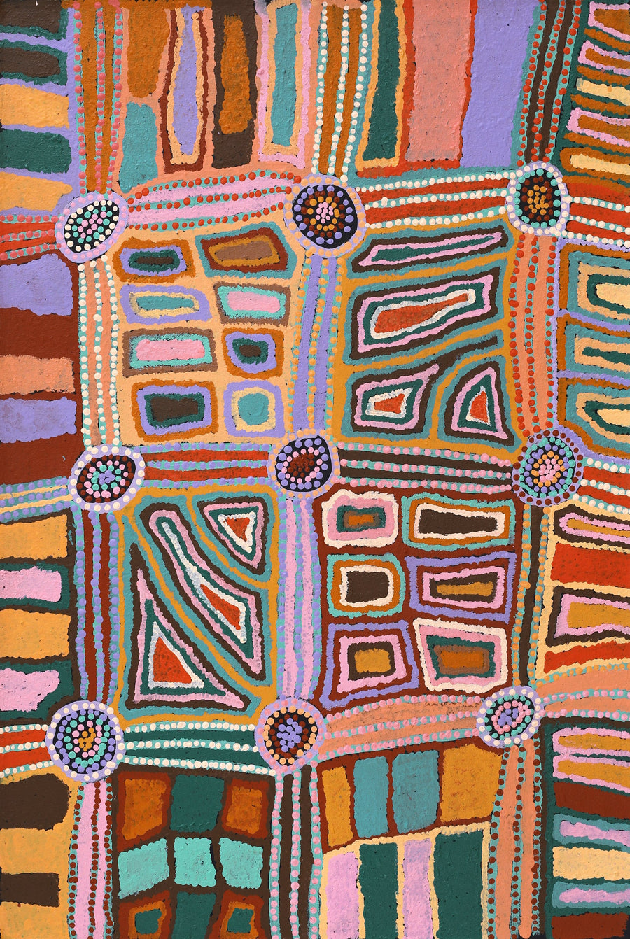 Aboriginal Artwork by Nora Davidson, Mamangku Ngurra, 91x61cm