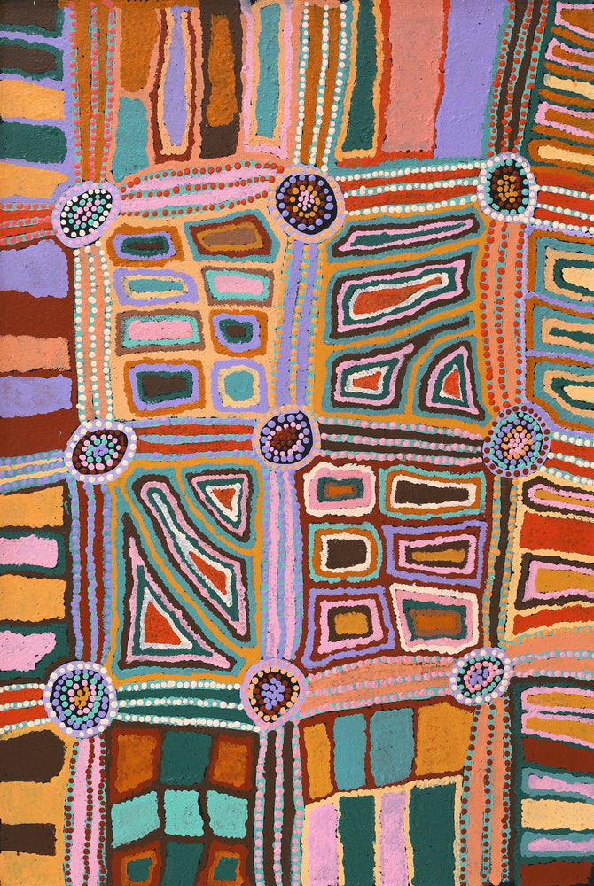 Aboriginal Artwork by Nora Davidson, Mamangku Ngurra, 91x61cm