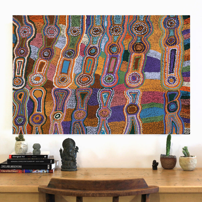 Aboriginal Artwork by Nora Davidson, Mamangku Ngurra, 91x61cm