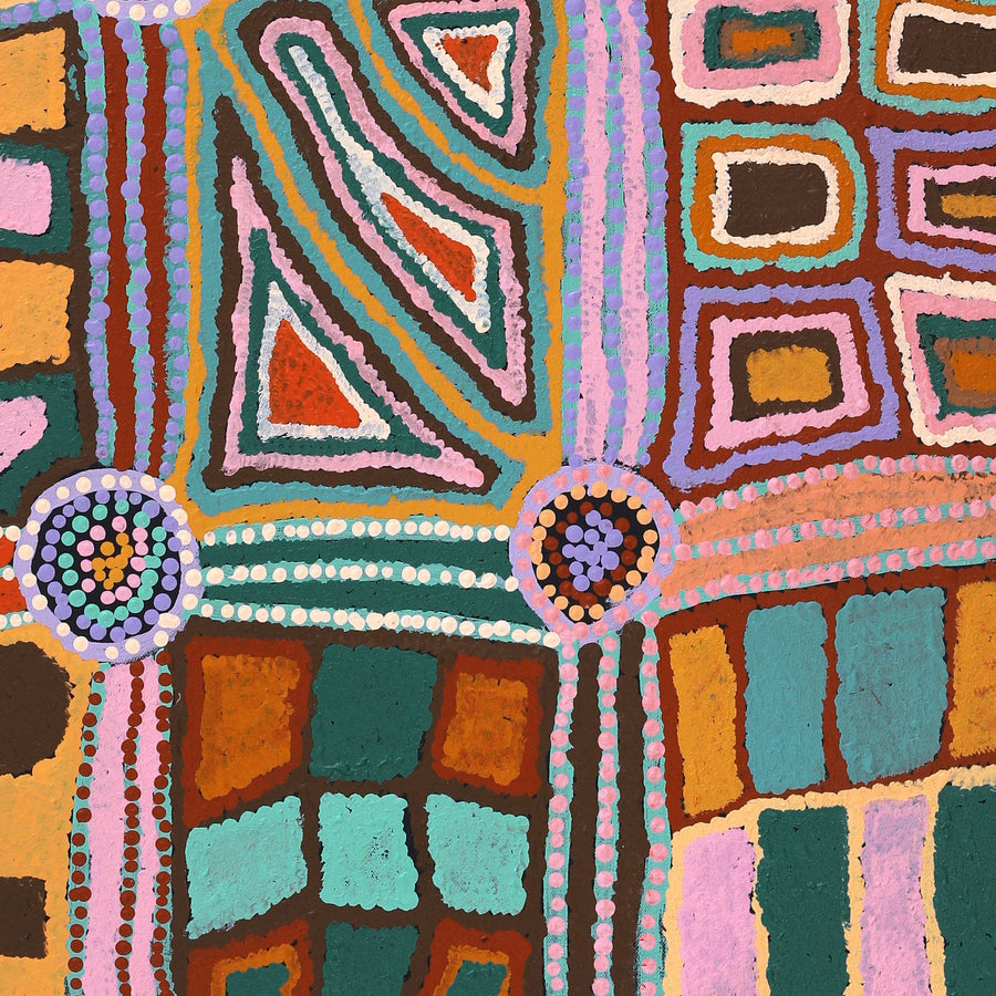 Aboriginal Artwork by Nora Davidson, Mamangku Ngurra, 91x61cm