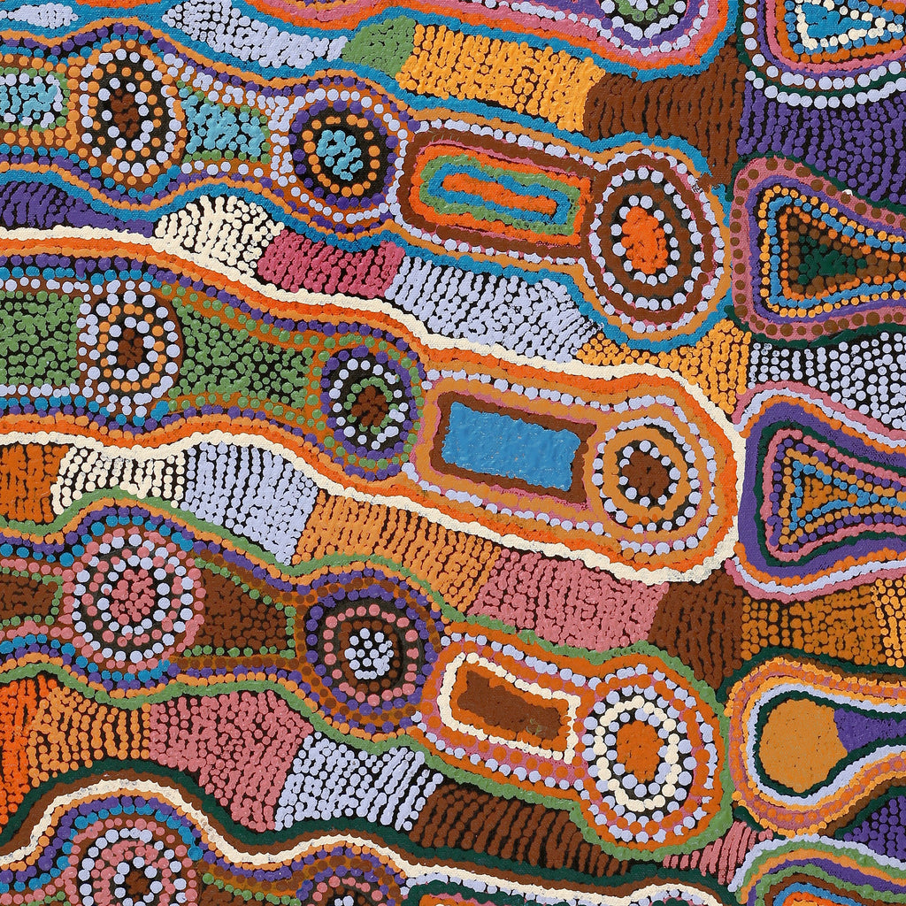 Aboriginal Artwork by Nora Davidson, Mamangku Ngurra, 91x61cm