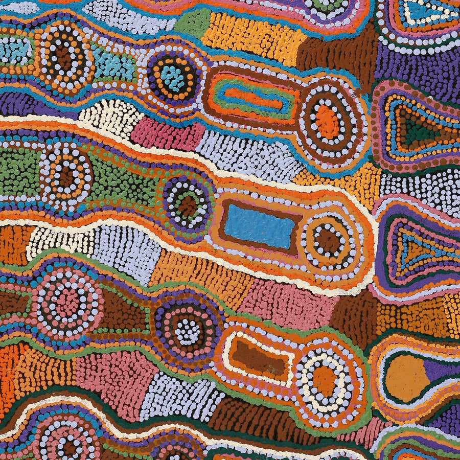 Aboriginal Artwork by Nora Davidson, Mamangku Ngurra, 91x61cm