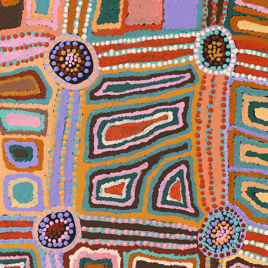 Aboriginal Artwork by Nora Davidson, Mamangku Ngurra, 91x61cm