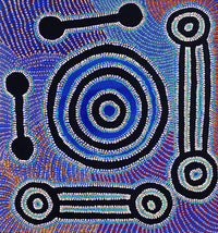 Aboriginal Artwork by Noreen Dixon, Sisters at Watarru, 60x56cm