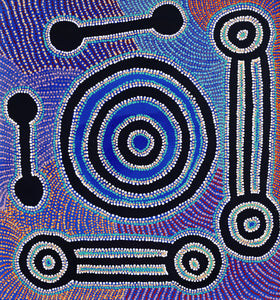 Aboriginal Artwork by Noreen Dixon, Sisters at Watarru, 60x56cm - ART ARK®
