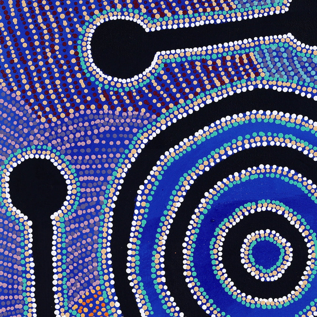 Aboriginal Artwork by Noreen Dixon, Sisters at Watarru, 60x56cm