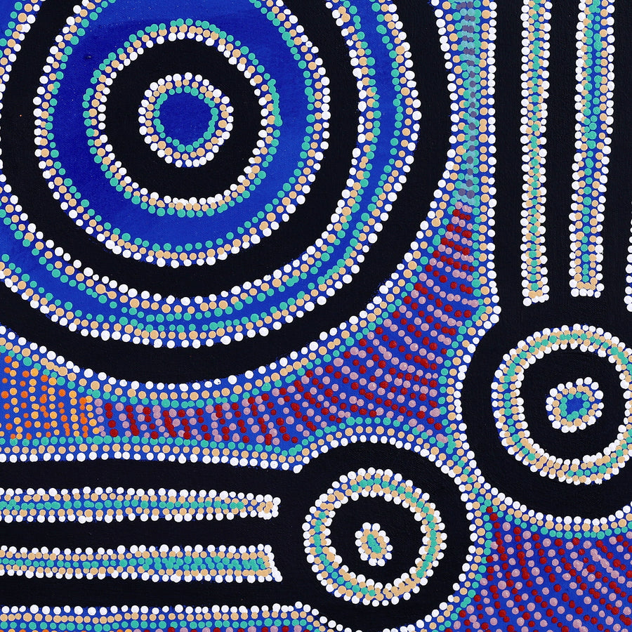 Aboriginal Artwork by Noreen Dixon, Sisters at Watarru, 60x56cm