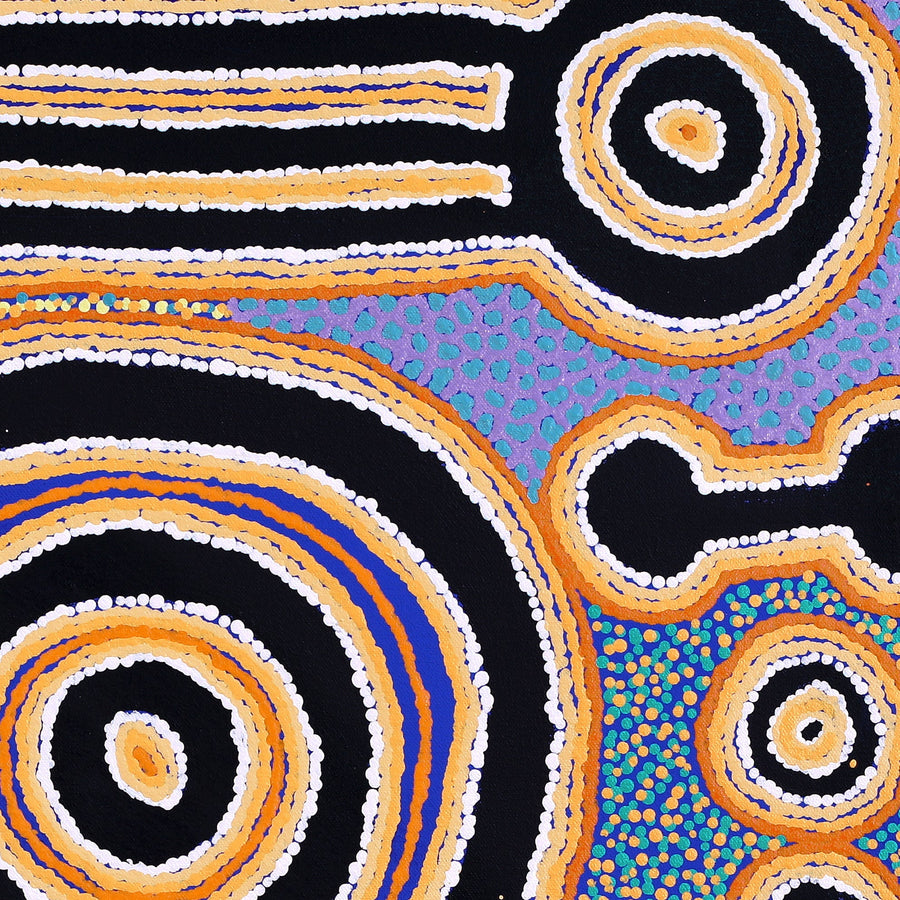Aboriginal Artwork by Noreen Dixon, Sisters at Watarru, 60x60cm