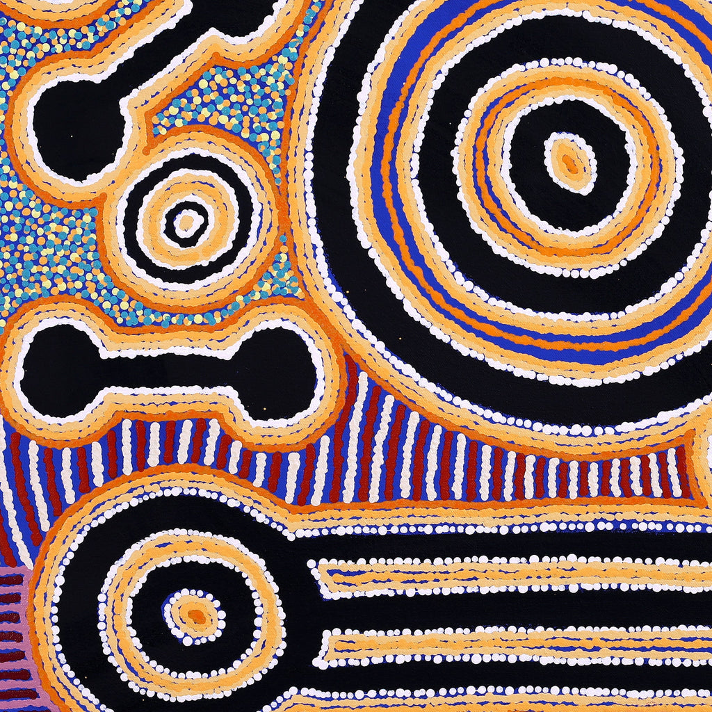 Aboriginal Artwork by Noreen Dixon, Sisters at Watarru, 60x60cm