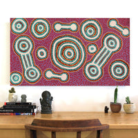 Aboriginal Artwork by Noreen Dixon, Waru at Watarru, 90x50cm
