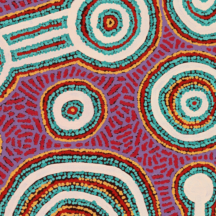Aboriginal Artwork by Noreen Dixon, Waru at Watarru, 90x50cm