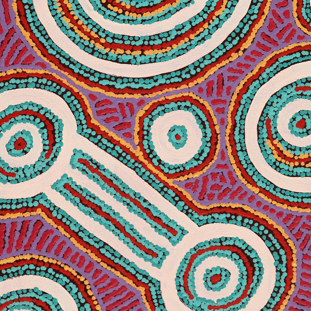 Aboriginal Artwork by Noreen Dixon, Waru at Watarru, 90x50cm
