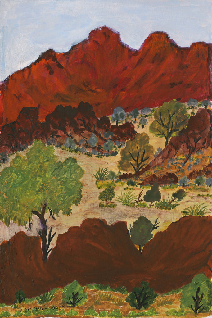 Aboriginal Artwork by Noreen Hudson, Near Ellery Creek Big Hole, 42x28cm