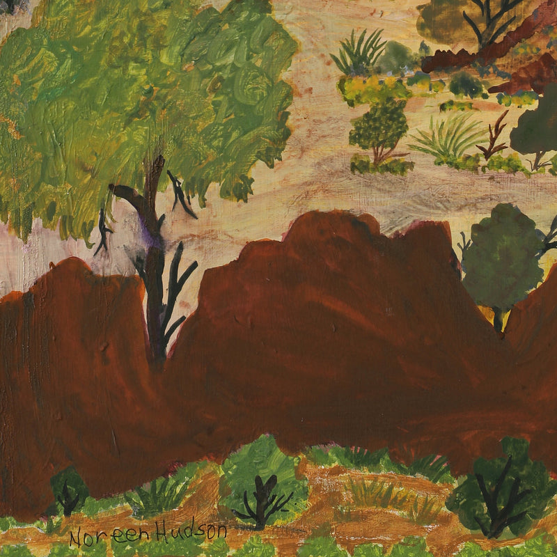 Aboriginal Artwork by Noreen Hudson, Near Ellery Creek Big Hole, 42x28cm