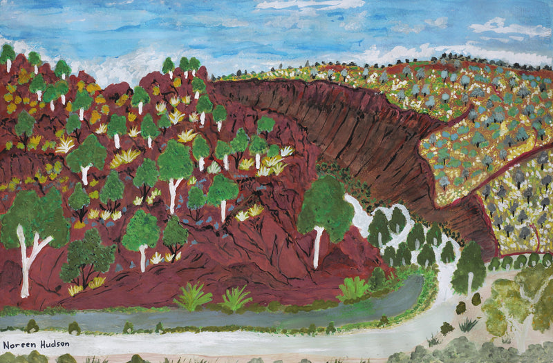 Aboriginal Artwork by Noreen Hudson, Ntaria, 54x35.5cm