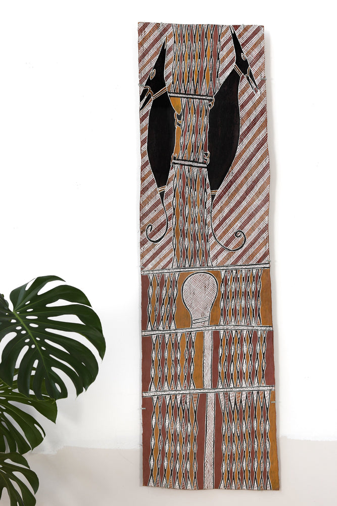 Aboriginal Artwork by Ŋulwurr #2 Yunupiŋu, Waṉkurra, 163x44cm Bark