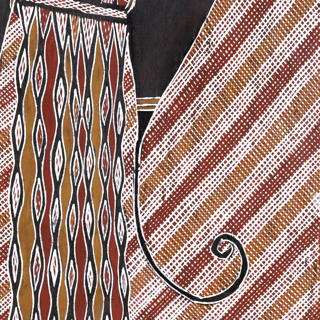 Aboriginal Artwork by Ŋulwurr #2 Yunupiŋu, Waṉkurra, 163x44cm Bark